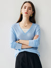 COMOBOCA LIGHT BLUE Women's V-Neck Layered Knit Sweater