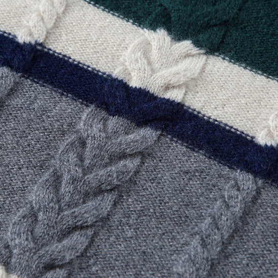 COMOBOCA 100% Wool Kids' Round Neck Striped Sweater