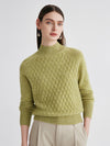 COMOBOCA 100% Cashmere Women's Cable Knit Mock Neck Sweater