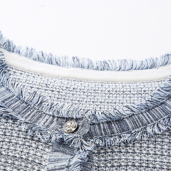 COMOBOCA Women's Cotton Silk Frayed Edge Button-Up Blouse