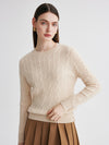 COMOBOCA 100% Cashmere Women's Cable Round Neck Knit Sweater