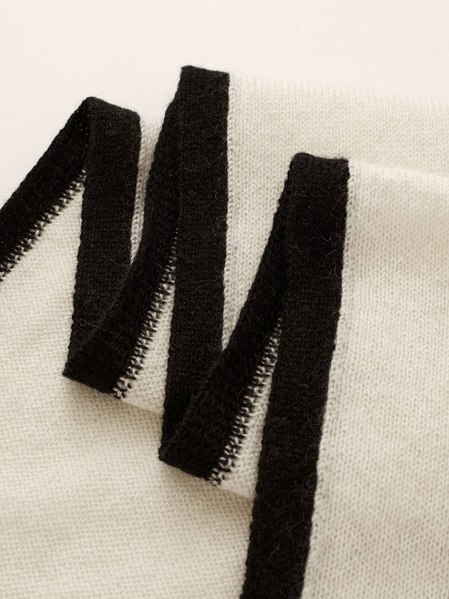 COMOBOCA 100% Cashmere Women's Striped Knit Scarf