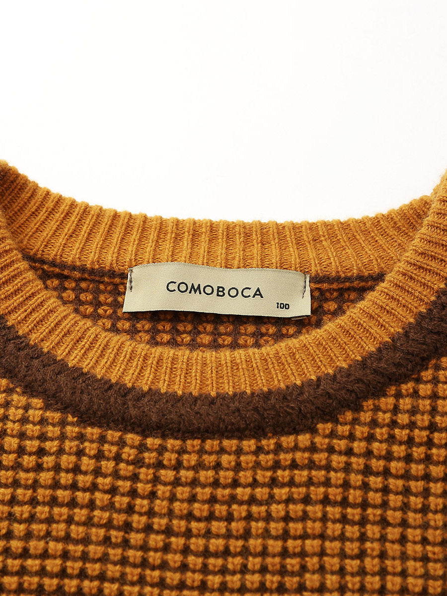 COMOBOCA 100% Wool Women's Colorblock Raglan Sleeve Sweater