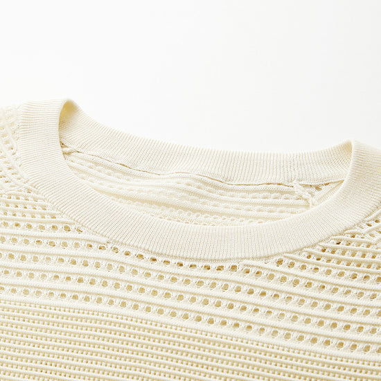 COMOBOCA Women's Ribbed Perforated T-Shirt