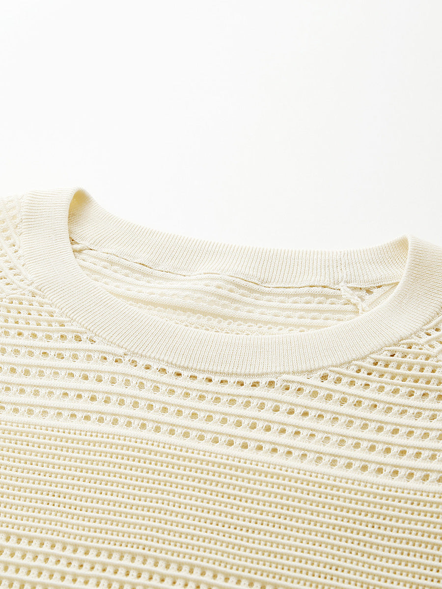 COMOBOCA Women's Ribbed Perforated T-Shirt