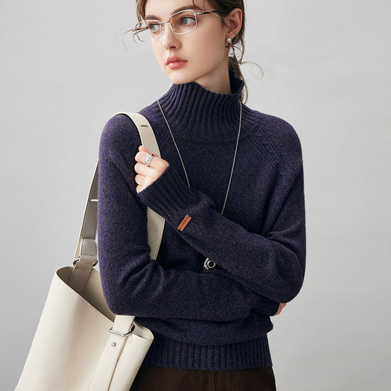 COMOBOCA 100% Cashmere Women's Ribbed Turtleneck Sweater