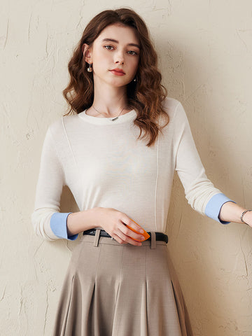 COMOBOCA Cloudy Women's Essential Color-Blocked Knit Sweater