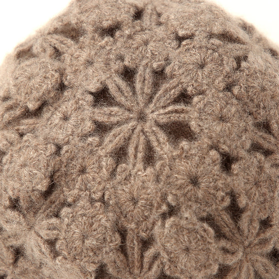 COMOBOCA 100% Cashmere Women's Floral Crochet Knit Beanie