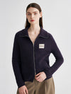 COMOBOCA 100% Cashmere Women's Ribbed Collared Zip Up Cardigan