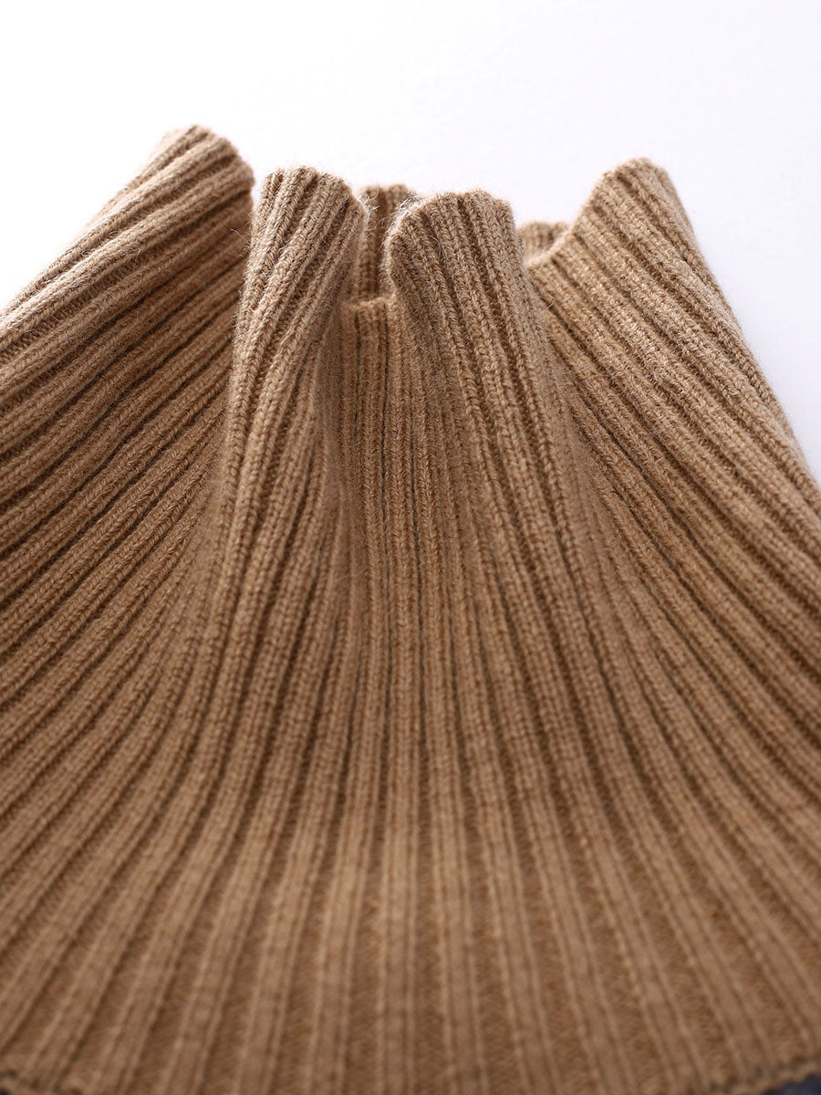 COMOBOCA 100% Cashmere Women's Cable Knit Color Block Sweater