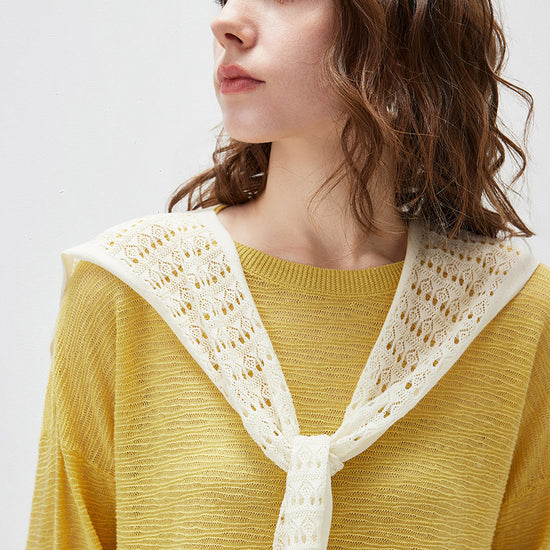 COMOBOCA Women's Tie-Front Lace Knit Shawl