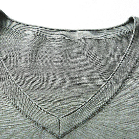 COMOBOCA Women's Lyocell V-Neck Ribbed Knit T-Shirt