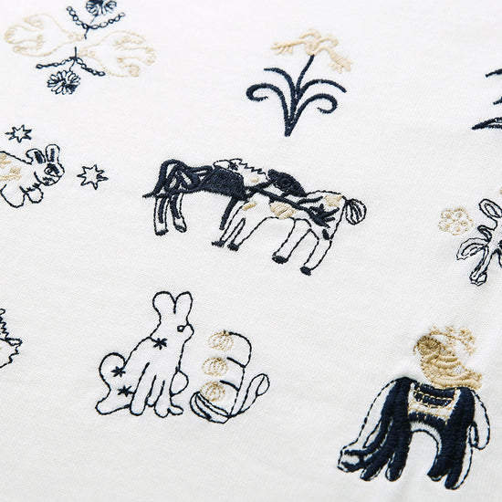 COMOBOCA Women's Embroidered Short Sleeve Knit Top