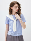 COMOBOCA Women's Lace Trim Knit T-Shirt