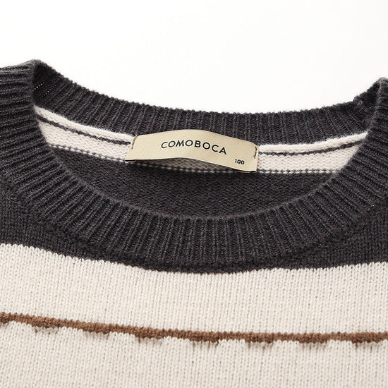 COMOBOCA 100% Wool Women's Cozy Striped Knit Sweater
