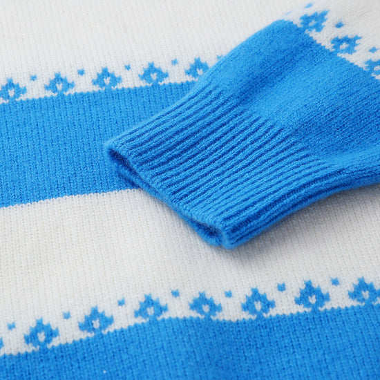 COMOBOCA 100% Wool Kids' Striped Nordic Pattern Knit Sweater