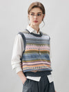 COMOBOCA 100% Cashmere Women's Striped Knit Vest