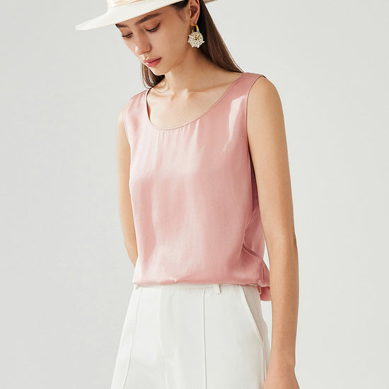 COMOBOCA Pink Women's Silky Sleeveless Smooth Fit Tank Top