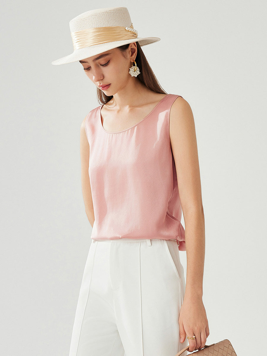 COMOBOCA Pink Women's Silky Sleeveless Smooth Fit Tank Top