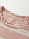 COMOBOCA 100% Wool Kids' Striped Heart Round Neck Sweater