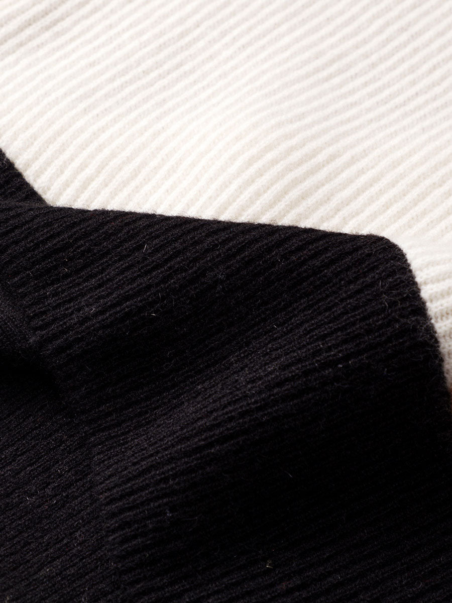 COMOBOCA 100% Cashmere Women's V-Neck Color Block Faux Sweater