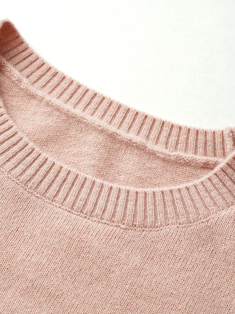 COMOBOCA 100% Wool Kids' Panda Pattern Round Neck Sweater