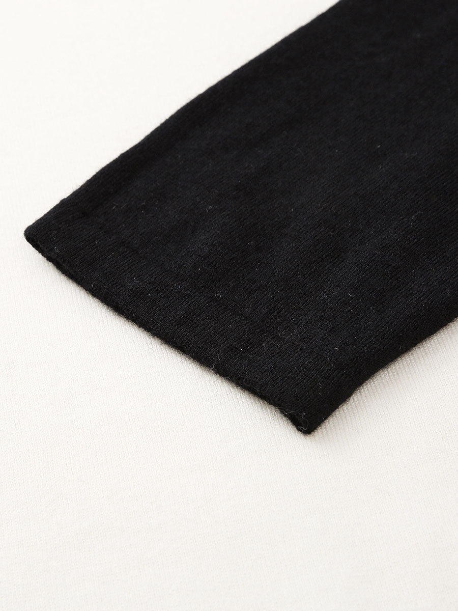 COMOBOCA 100% Wool Women's Striped Sleeve Contrast Knit Worsted Sweater