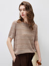 COMOBOCA Women's Openwork Mesh Knit T-Shirt