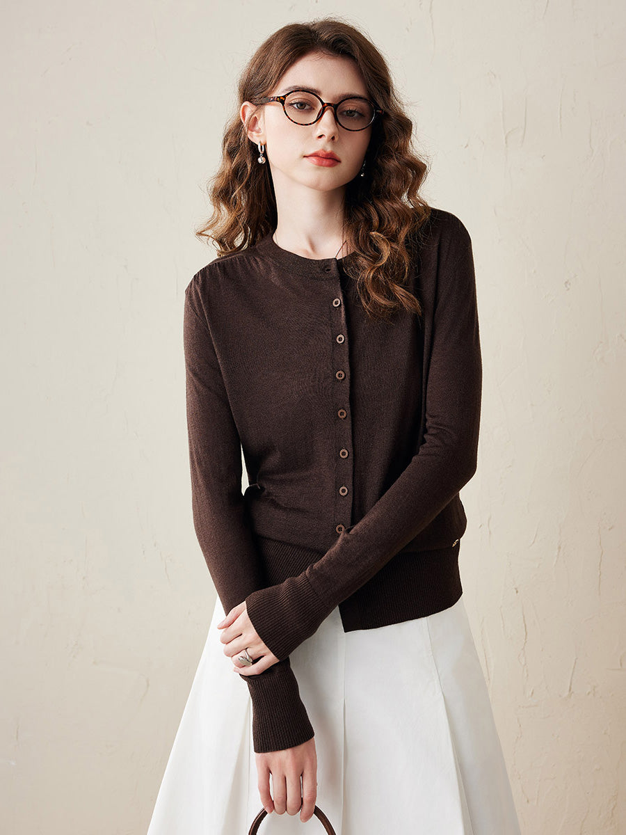 COMOBOCA Women's Classic Ribbed Button Up Cardigan