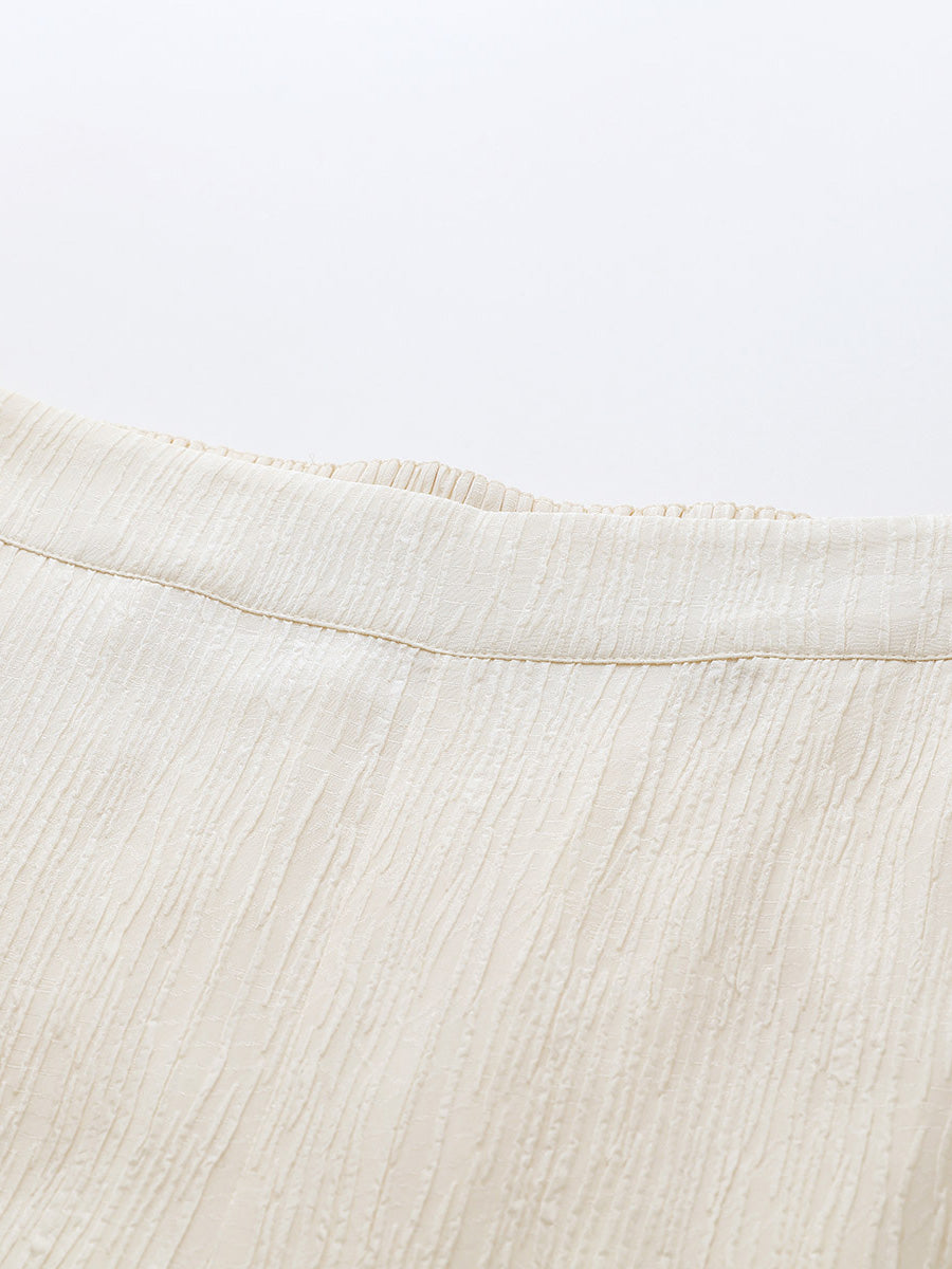 COMOBOCA Women's Elastic Waistband Crinkled Wide Leg Pants