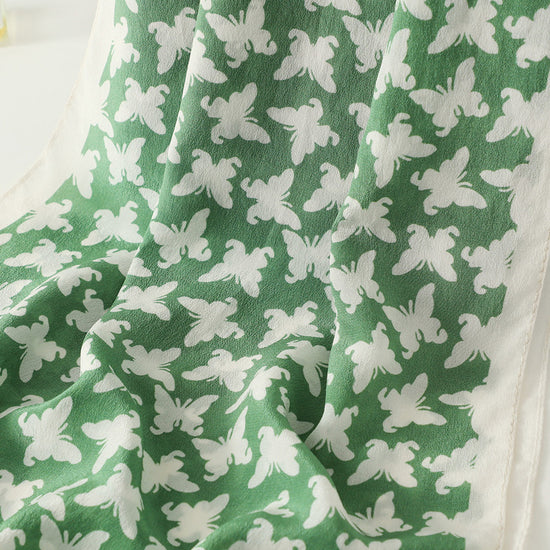 COMOBOCA 100% Mulberry Silk Women's Butterfly Print Scarf