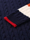 COMOBOCA 100% Wool Kids' Cable Knit Sweater with Color Block Detail