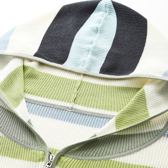 COMOBOCA Women's Versatile Striped Zip-Up Hoodie Cardigan