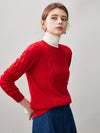 COMOBOCA 100% Cashmere Women's Cable Round Neck Knit Sweater