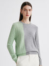 COMOBOCA 100% Cashmere Women's Color Block Cable Knit Sweater