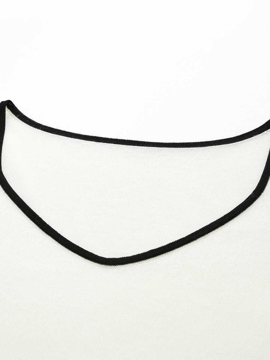 COMOBOCA Women's V-Neck Contrast Trim Tank Top