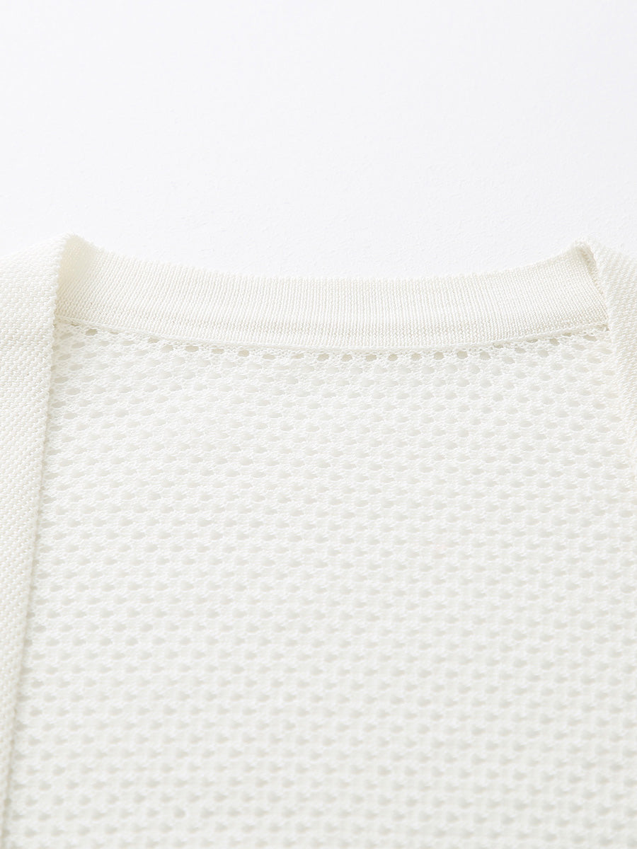 COMOBOCA Women's Open Front Mesh Knit Cardigan
