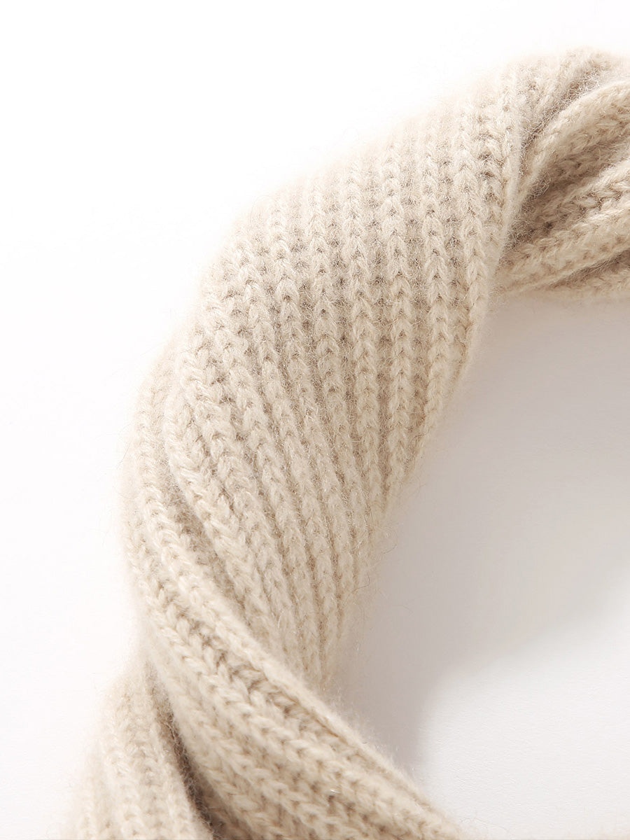 COMOBOCA 100% Cashmere Luxurious Ribbed Scarf