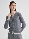 COMOBOCA 100% Cashmere Women's Cable Knit Button Front Cardigan