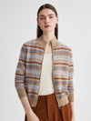 COMOBOCA 100% Cashmere Women's Fair Isle Double Zip Cardigan
