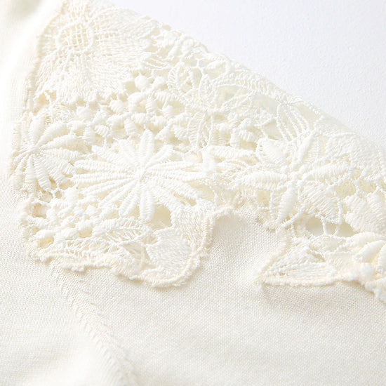 COMOBOCA Women's Lace Sleeve Round Neck Sweater