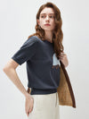 COMOBOCA Women's Elephant Intarsia Ribbed Knit T-Shirt
