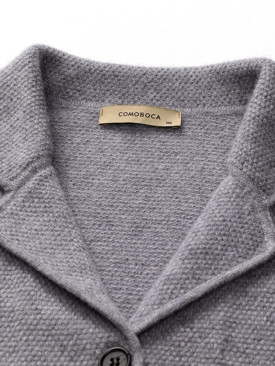 COMOBOCA 100% Cashmere Women's Striped Sleeve Knit Pocket Cardigan