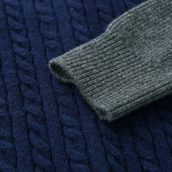 COMOBOCA 100% Wool Kids' Royal Embroidered Cable Knit Cardigan