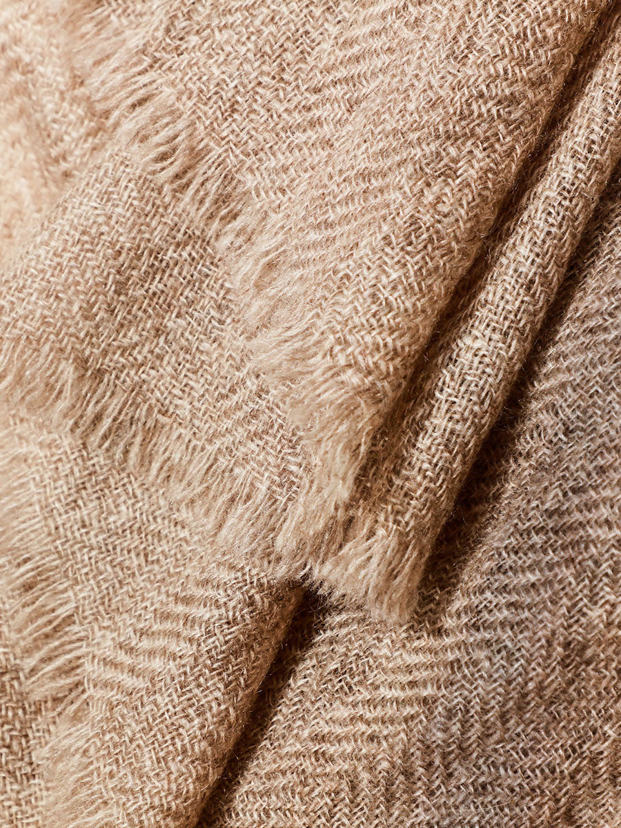 COMOBOCA 100% Cashmere Fringe Herringbone Scarf