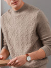 COMOBOCA 100% Cashmere Men's Ribbed Mock Neck Sweater