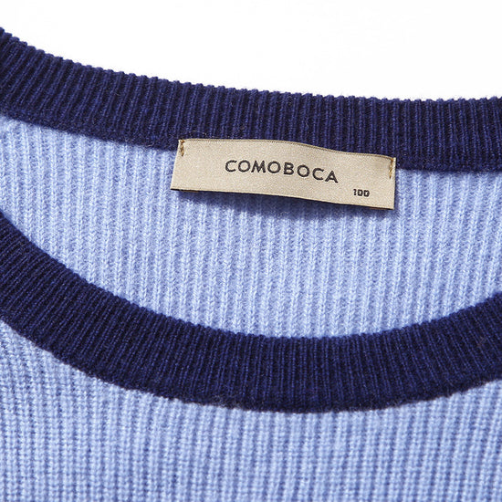 COMOBOCA 100% Wool Women's Contrast Sleeve Sweater