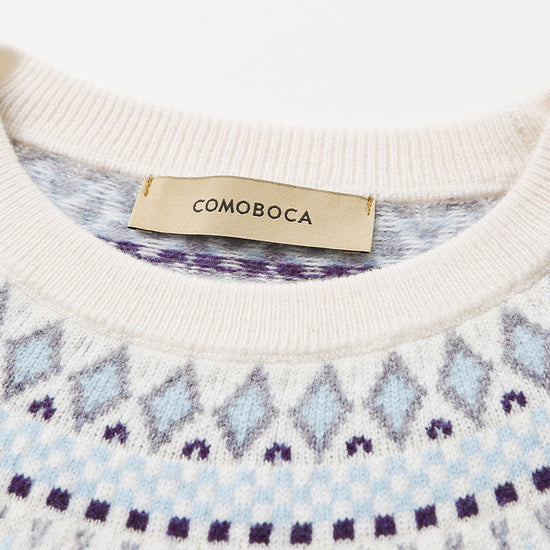 COMOBOCA 100% Wool Kids' Fair Isle Round Neck Sweater