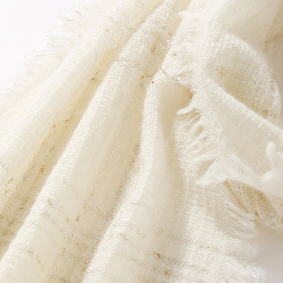 COMOBOCA 100% Cashmere Scarf with Fringes and Metallic Shimmer