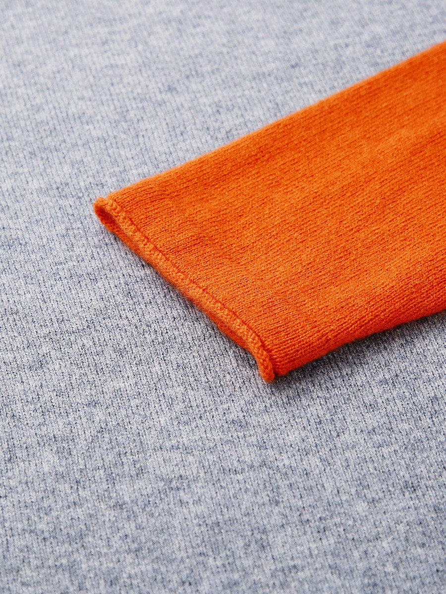 COMOBOCA 100% Wool Kid's Casual Colorblock Knit Sweater